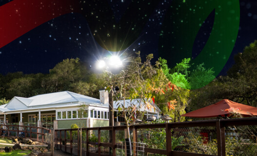 The Homestead, night view, stars