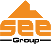 Orange and black SEE group logo