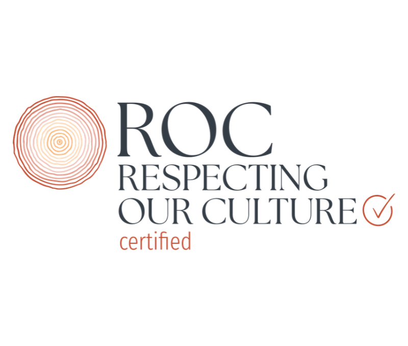 Text and icon logo saying ROC Respecting Our Culture certified